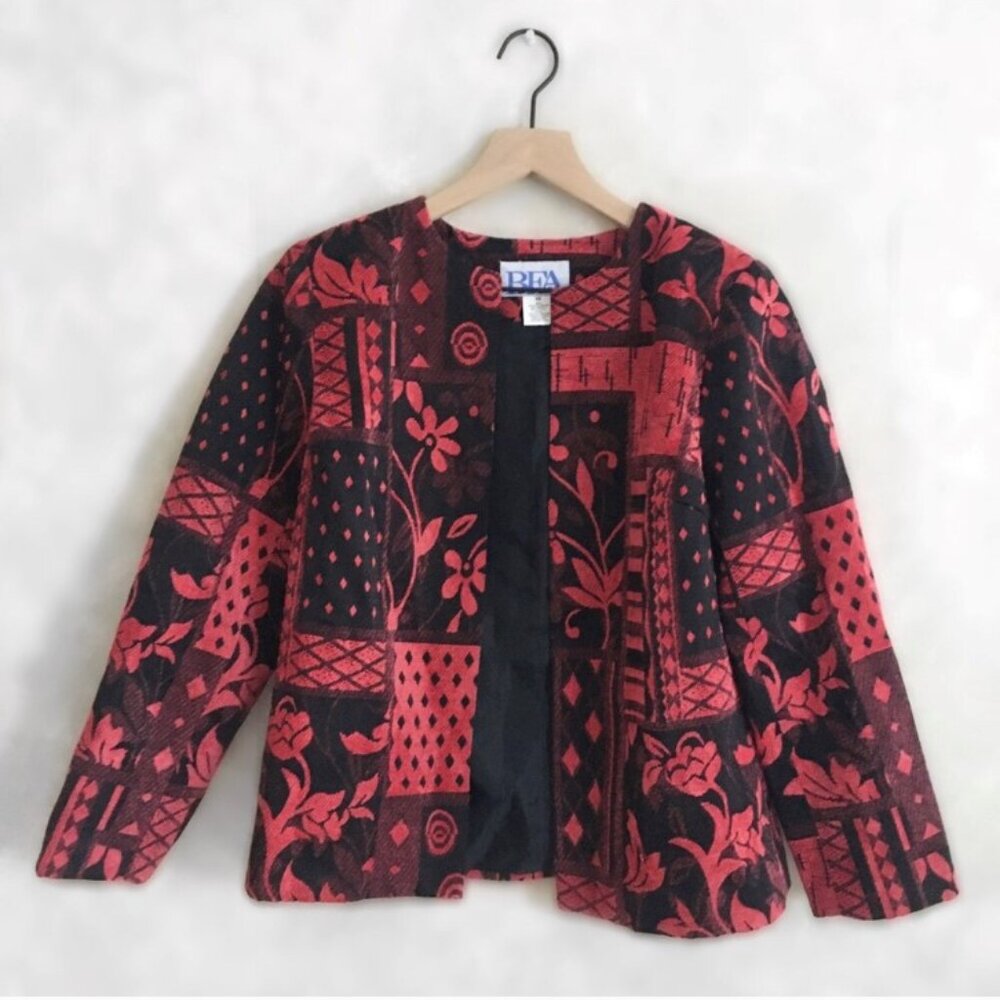 Vintage Bfa Patchwork Classic Cropped Blazer Jack… - image 3